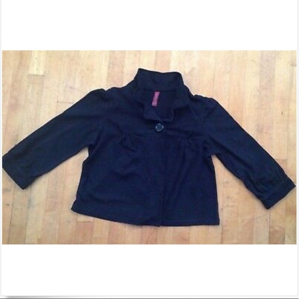 .Gitano Cropped Black Buttoned Swing Sweater Large